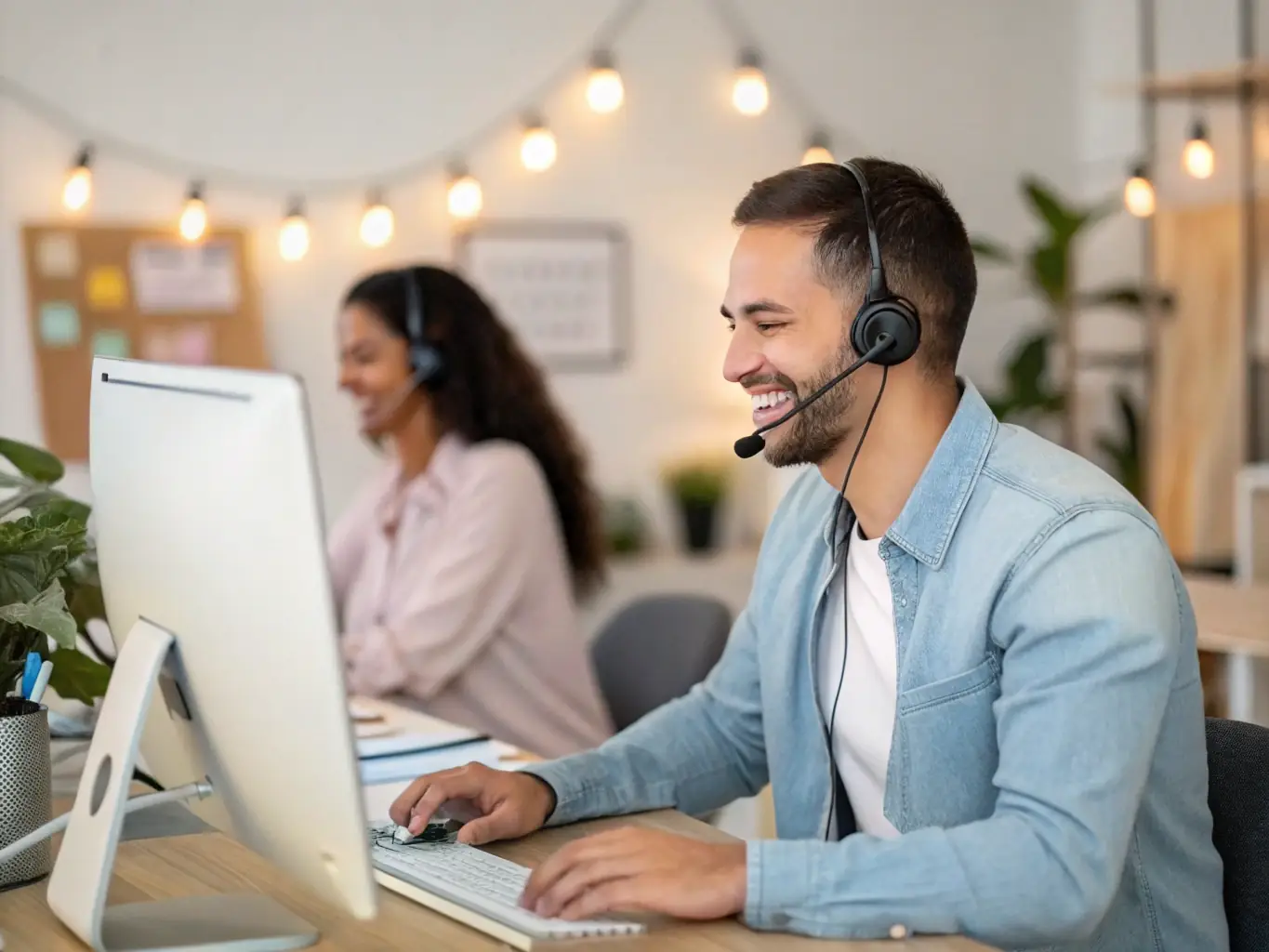 A support team member assisting a customer via video call, showcasing the personalized and responsive support provided for business hosting clients.
